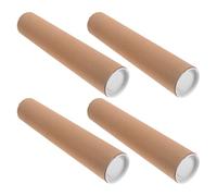 VILLCASE 4pcs Kraft Mailing Paper Tubes for Posters and Documents, 13.2"x2.7" Cardboard Mailing Tubes 3mm Thickness, Heavy-duty Poster Holder for Travel and Office Shipping