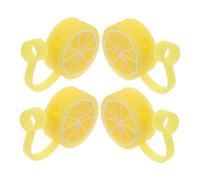 VILLCASE 4pcs Lemon-shaped Silicone Straw Caps Soft Dustproof Toppers for Tumblers Reusable Straw Cover Lid Accessories Comfortable Drinking Experience