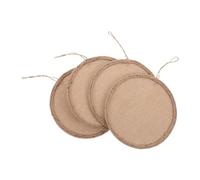 VILLCASE 4pcs Linen Canvas Boards for Burlap Fabric Painting Panels with Round Boards DIY String Weaving Craft Supplies for Classroom and Retro Wall Decorations Creative Nursery Art Kit