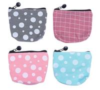 VILLCASE 4pcs Mini Coin Pouch Set Zipper Small Key Bag and Sanitary Napkins Wallet Portable Storage for Travel and Daily Use Random Style