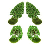 VILLCASE 4Pcs Miniature Model Trees for Diorama Scenery, Plastic Mini Landscape Tree Models with Static Grass Tufts, Mini Garden Accessories for Train Railroad Architecture