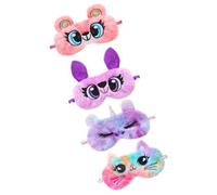VILLCASE 4pcs Plush Cartoon Animal Eye Mask for Sleep Aid Comfortable Gentle Sleep Blindfold Home Use
