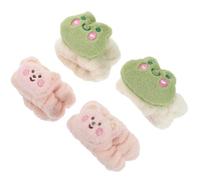 VILLCASE 4pcs Plush Wristbands Retractable Elastic Water Absorption Bands with Adorable Colourful Designs Washable without Deformation for Face Washing and Spa Use Random Assorted style