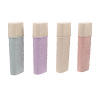 VILLCASE 4pcs Portable Travel Toothbrush Holder Case with Cover, Plastic Toothbrush and Toothpaste Storage Organizer for Bathroom and Business Trip, 19.5x6x5.7cm, Purple Blue Pink Beige