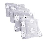 VILLCASE 4pcs Small Animal Cage Liner Set Reusable Soft Warm Fleece Blanket Sleeping Pads for Guinea Pig Hamster Cage Mat Gray Bear Head S Size Comfortable Pet Supplies