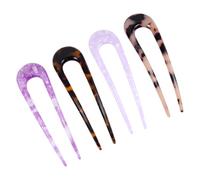 VILLCASE 4pcs U-Shaped Acetate Hair Pins Set, Double Prong Hair Clips for Women, Multi-Color Bun Holder Hairpin for Updo and Braided Hairstyles