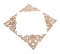 VILLCASE 4pcs Unpainted Rubberwood Carved Onlay Appliques European Floral Furniture Decorative Ornaments for Cabinets Headboards Sofas Easy Install Sustainable Wood Mouldings