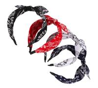 VILLCASE 4pcs Vintage Knot Headbands for Women Elastic Cloth Hair Accessories with Wide Bow Design, Comfortable All-day Wear Suitable for Occasion