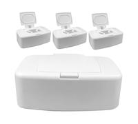 VILLCASE 4pcs White Plastic Wipes Dispenser Box for Home Bathroom Kitchen Reusable Tissue Storage Holder with Spacious Interior and Minimalist Design Keeps Towels Clean and Organized