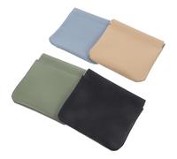 VILLCASE 4pcs Women Makeup Bags Set Auto-Tightening Drawstring, Small Portable Cosmetics Pouches in Matcha Green, Apricot Yellow, Light Blue, and Black for Travel and Daily Makeup Storage