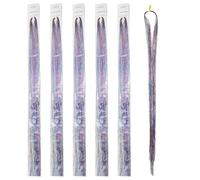 VILLCASE 5 Packs 750pcs Holographic Glitter Extensions Hair Tinsel Strands Pet Filament Lasting Use Safe for People Who Want to Dye Hair Night Club Daily Use