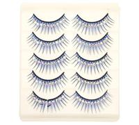 VILLCASE 5 Pairs of Blue Exaggerated False Eyelashes Chemical Fiber Hard Stem Lightweight and Easy to Remove with Diamond Accents for Latin Dance Performance for Fashion Shows