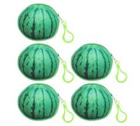 VILLCASE 5 Pcs Cute Plush Watermelon Shape Coin Purse Set with Keychain, Portable and Versatile Change Wallets, for Birthday Parties and Kindergarten Teaching