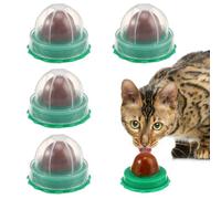 VILLCASE 5 Pcs Solid Cat Sugar Lick Balls (Random Flavours) - Edible Energy Treats & Nutrition Gel Candy with Catnip Extract, Self-Adhesive Wall Toy to Encourage Drinking & Teeth Cleaning