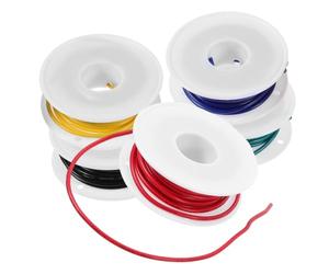 VILLCASE 5 Rolls 18 Awg Electronic Stranded Wire Cable with Tinned Copper and Rubber Insulation, 5m Length Each, 300v Voltage, Flexible Connection Wire for Home Electrical Accessories