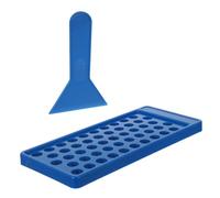 VILLCASE 50-cavity Lip Balm Filling Mold Tray with Scraper for DIY Lip Balm Making, Blue Abs Precision Filling Tool with Consistent Pour Assurance, Suitable for Personal and Business Use