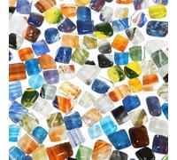 VILLCASE 500g Irregular Glass Tiles, Tiny Crystal Tiles, Mixed Color Polished Tile Scraps Stained Glass Pieces for DIY Craft Plates Flowerpots Vases Cups Making Supplies
