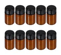 VILLCASE 50pcs 1ml Amber Glass Essential Oil Bottles with Black Caps, Mini Cosmetic Refillable Lotion Vials for Travel and Emulsion Storage