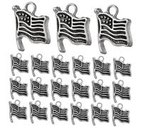 VILLCASE 50pcs Alloy Pendant Jewelry DIY Charm Pendant Flag Charms for Jewelry Making American Flag American Decors Making Silver