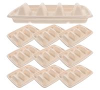 VILLCASE 50pcs Disposable Taco Serving Tray with 3 Dividers, Pulp Fiber Material, Multipurpose Use and Strong Loadbearing Capacity, for Taco Parties and Food Displays