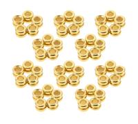 VILLCASE 50pcs Guitar String Beads Metal Tail Beads for Acoustic Folk Guitar Strings Golden 2mm Hole 1mm Groove for Everyday Practice and Performance