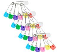 VILLCASE 50pcs Large Baby Safety Pins with Plastic Heads for Cloth Diapers, Heavy Duty Diaper Pins for Infant Clothing, Mixed Colors, Suitable for Baby Care and Sewing Crafts Random Color