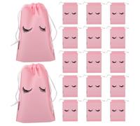 VILLCASE 50pcs Pink Drawstring Makeup Pouch Bag with Matte Exterior and Reliable Plastic Material, Multifunctional Design for Eyelash Packaging and Travel Use, Stylish Lash Bags