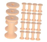 VILLCASE 50pcs Rustic Empty Wood Spools with Stable Base Vintage Wooden Thread Bobbins for Crafts DIY Paintable Macrame Cord Ribbon Elastic Organizer