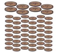 VILLCASE 50pcs Rustic Oval Wooden Handmade Labels Tags for Sewing Crafts, Engraved Wood Tags for Clothing, Bags, Knitting, and DIY Decorations, Brown Wood Pack for Crafting