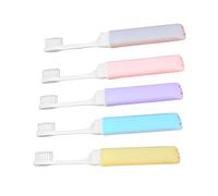 VILLCASE 5pcs Foldable Toothbrushes Travel Toothbrushes Portable Soft Bristle Plastic Polypropylene with Case for Traveling Home Use Random Color