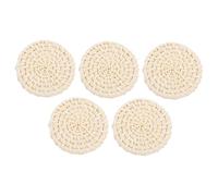 VILLCASE 5pcs Handwoven Rattan Pendants Solid Round Circle Connectors Bohemian Geometric Charms for DIY Necklace Earrings Jewelry Craft Beige Natural Tone