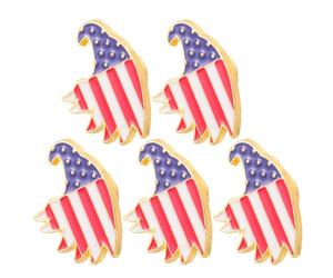 VILLCASE 5pcs Independence Day Alloy American Flag Lapel Pins with Patriotic Bald Eagle Brooches, Small Enamel Flag Pins for Veterans, Uniforms, Holiday and Celebration Accessories