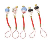VILLCASE 5pcs Luck Cat Charms Lanyard Phone Strap Bag Decorations Unique Maneki Neko Pendant for Cat Lovers Easy to Attach Symbol of Wealth Fortune