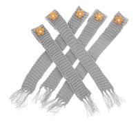 VILLCASE 5Pcs Mini Adjustable Knitted Wool Scarf Set for Dolls, Grey Tiny Decorative Doll Scarves, Miniature Wine Bottle and Dollhouse Accessories for Crafting and DIY