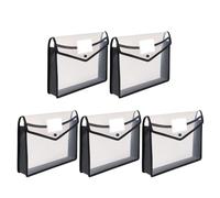VILLCASE 5pcs Plastic Expanding File Folders with Snap Closure and Reinforced Edges, Large Capacity Document Storage Organizer with Integrated Name Card Slot for Office and School Use