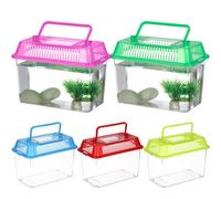 VILLCASE 5pcs Portable Small Aquarium Fish Bowls for Goldfish and Turtle, Multipurpose Plastic Fish Tanks Convenient for Feeding and Transporting Pets Random Color