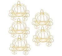 VILLCASE 5pcs Vintage Pumpkin Carriage Candy Box Made of Iron, Easy to Carry with No Burrs, for Wedding and Party Favors, Romantic Decorative Metal Tin for Sweets and Chocolate Storage