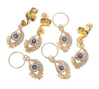 VILLCASE 6 Pcs Dreadlock Hair Rings with Evil Eye Pendants, Alloy Spiral Braid Accessories for Women, Safe Design that Won't Hurt Hair, for New Year and Birthday Gifts