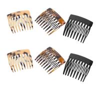 VILLCASE 6Pcs Anti-Static Acetate Side Combs Set, Small Portable French Hair Combs in Light Leopard, Tiger Print Black for Women’S Updos, Buns, and Twist Hairstyles