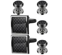 VILLCASE 6pcs Cufflinks and Shirt Studs Set, Copper Black Tuxedo Accessories for Men, Secure Fit, Comfortable Fit, Birthday Gift