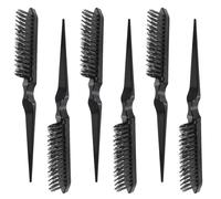 VILLCASE 6pcs Hairdressing Teasing Brushes Set Black Multi-use Scalp Grooming and Detangling Combs for Natural Black Hair Professional Hair Styling