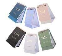 VILLCASE 6pcs Mini Desk Calendar 2026 English Version with Foldable Stand Design and Memo Writing Feature, Small Standing Paper Calendars for Office and Academic Settings, Cute Random Color