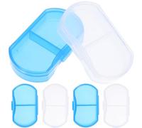 VILLCASE 6pcs Mini Pill Organizers with 2 Compartments, Plastic Tablet Dispensers for Travel and Daily Vitamin Storage, Small Portable Medicine Cases for Home and On-The-go Use
