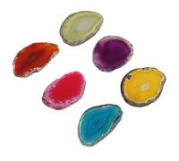 VILLCASE 6pcs Natural Water Drop Shape Agate Slices DIY Pendant Agate Charms for Jewelry Making Home Craft Ornament Random Color