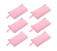 VILLCASE 6pcs Pink Canvas Makeup Bags Zipper Pouches with Spacious Capacity and Versatile Use, Travel Cosmetic Organizer for Students and Makeup Artists
