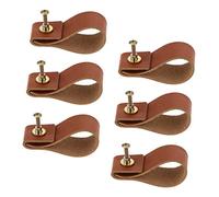 VILLCASE 6pcs Premium Leather Cabinet Pulls with Base Durable Single Drawer Handles for Wardrobe Dresser Kitchen Cabinets Wear Resistant Knobs for Modern and Traditional Random Color