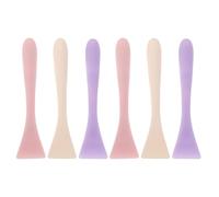 VILLCASE 6PCS Silicone Face Mask Brush for Facial Mud Masks Thin-edge Applicator Spoon for Precise Skincare Application Gentle Soft Silicone Brushes in Purple White and Pink for DIY Beauty