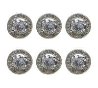 VILLCASE 6pcs Silver Zircon Brass Buttons for Clothes with Fine Workmanship and Simple Design, Suitable for Windbreakers and Jackets, for DIY Crafts and Clothing Shop Use