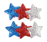 VILLCASE 6pcs Star Hair Clips for Independence Day Parties with Secure Grip and Universal Fit Decorative Five-pointed Sequin Hair Accessories for Women and Patriotic 4th of July