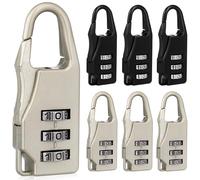 VILLCASE 6pcs Zinc Alloy Luggage Locks Set, Digital Combination Suitcase Padlocks, Portable Number Dial Password Locks for Travel Backpack, Black and Silver